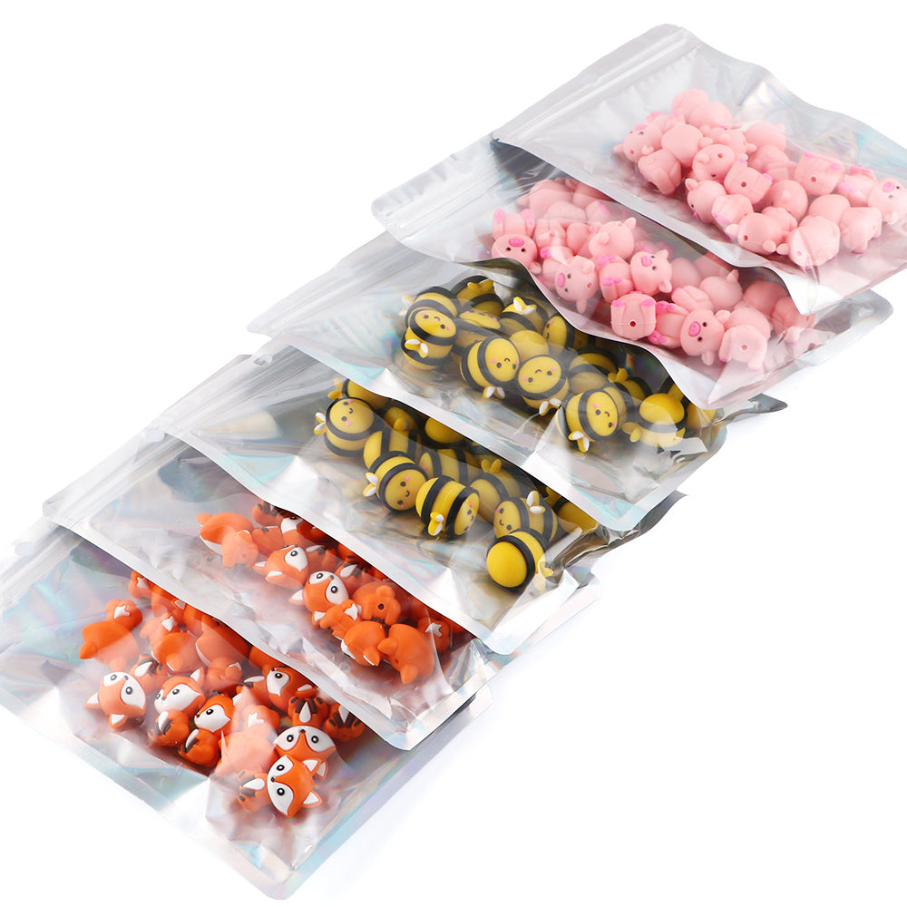 14PCS 3D Beads, Bees, Foxes, Piggy