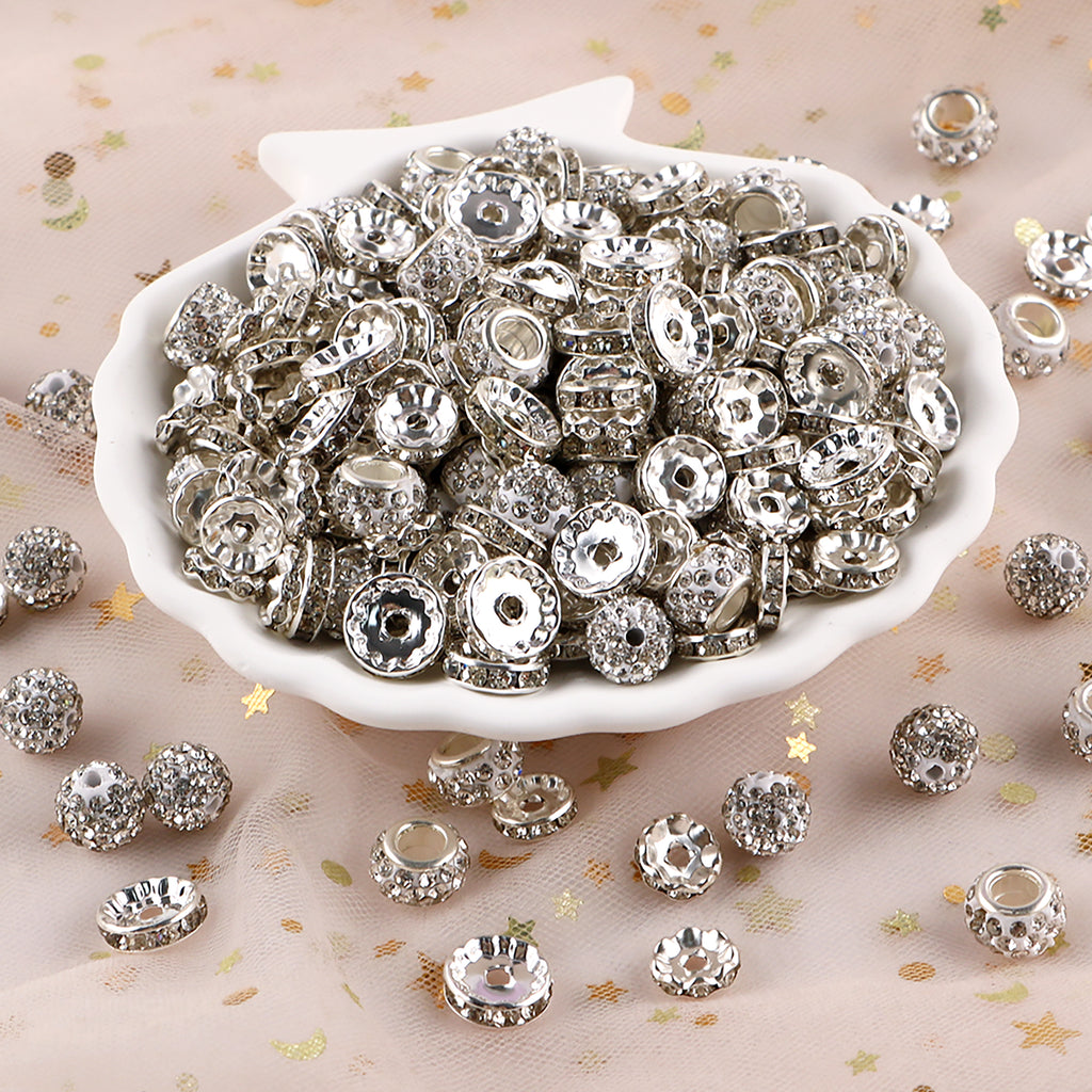 260PCS Rhinestone Clay Spacer Mixed Round Beads