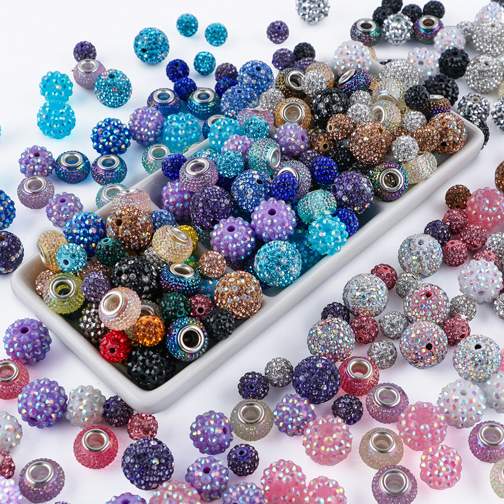 86PCS Boxed Bead Set 15.7mm/14mm Acrylic Bubble Gum Bead, 16mm/10mm Rhinestone Round Bead, 14mm Spacers