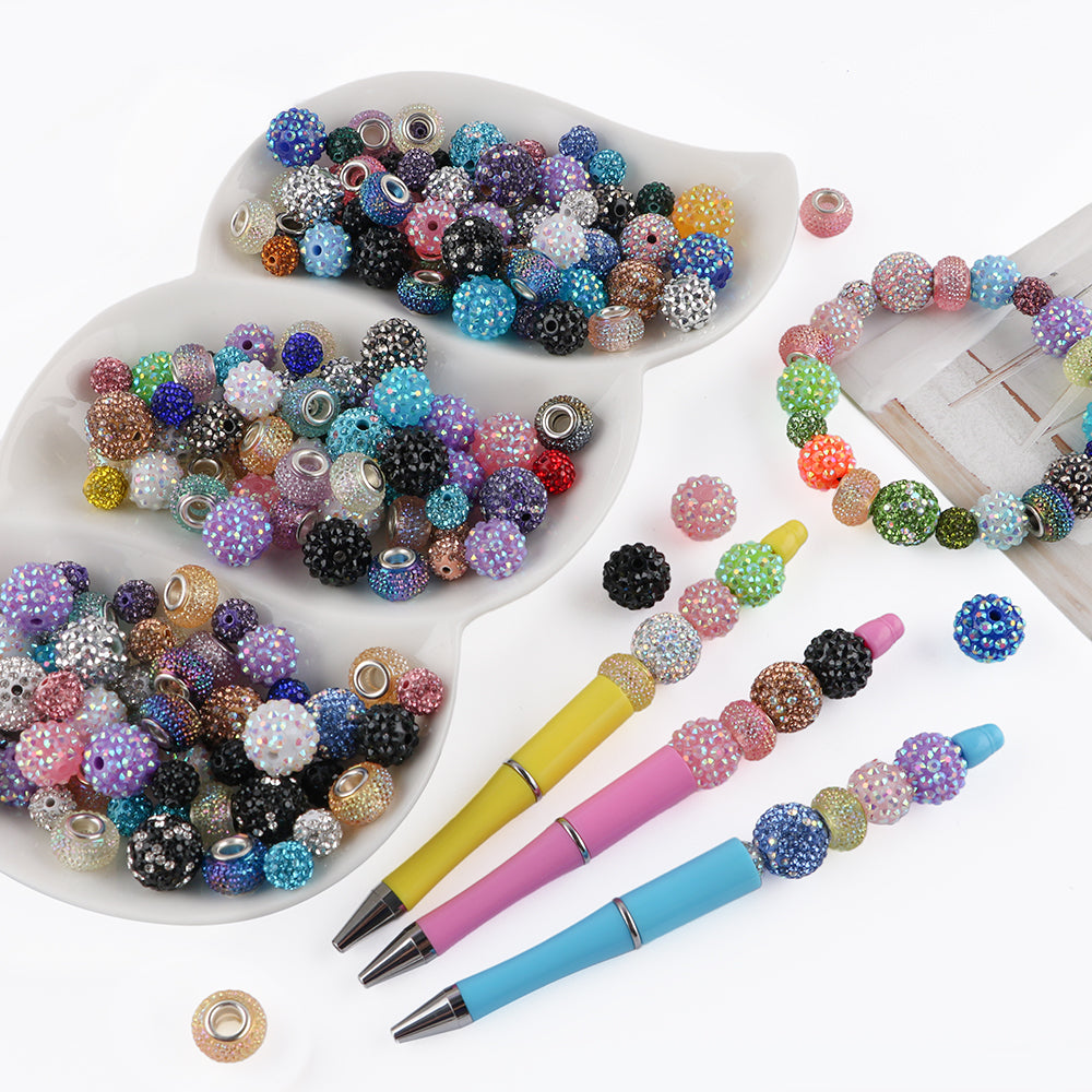 86PCS Boxed Bead Set 15.7mm/14mm Acrylic Bubble Gum Bead, 16mm/10mm Rhinestone Round Bead, 14mm Spacers