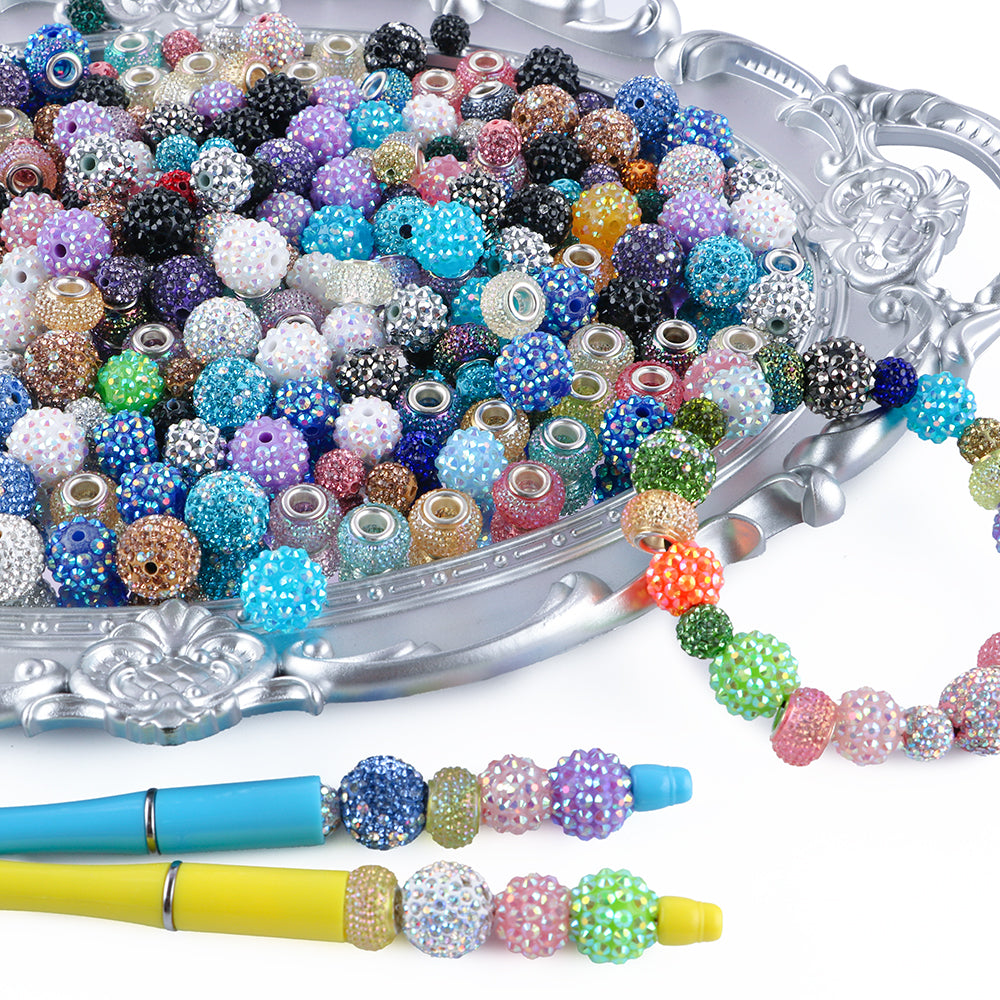 86PCS Boxed Bead Set 15.7mm/14mm Acrylic Bubble Gum Bead, 16mm/10mm Rhinestone Round Bead, 14mm Spacers