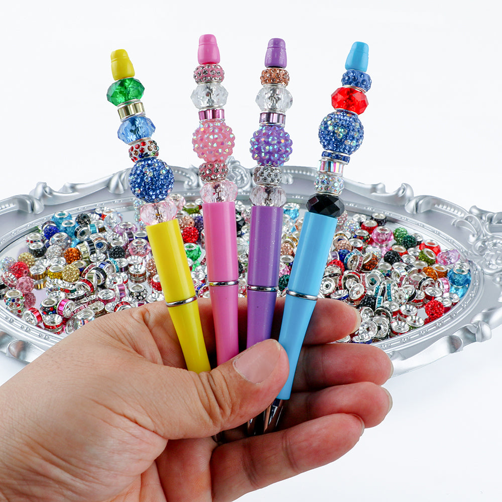 200PCS Boxed Colorful Spacer of Different Styles Mixed Rhinestone Round Beads