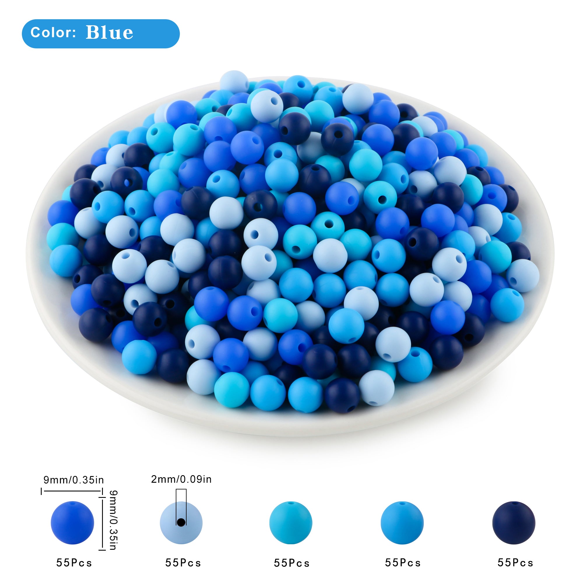 275/Box Mixed Color Round Bead Set, 9mm