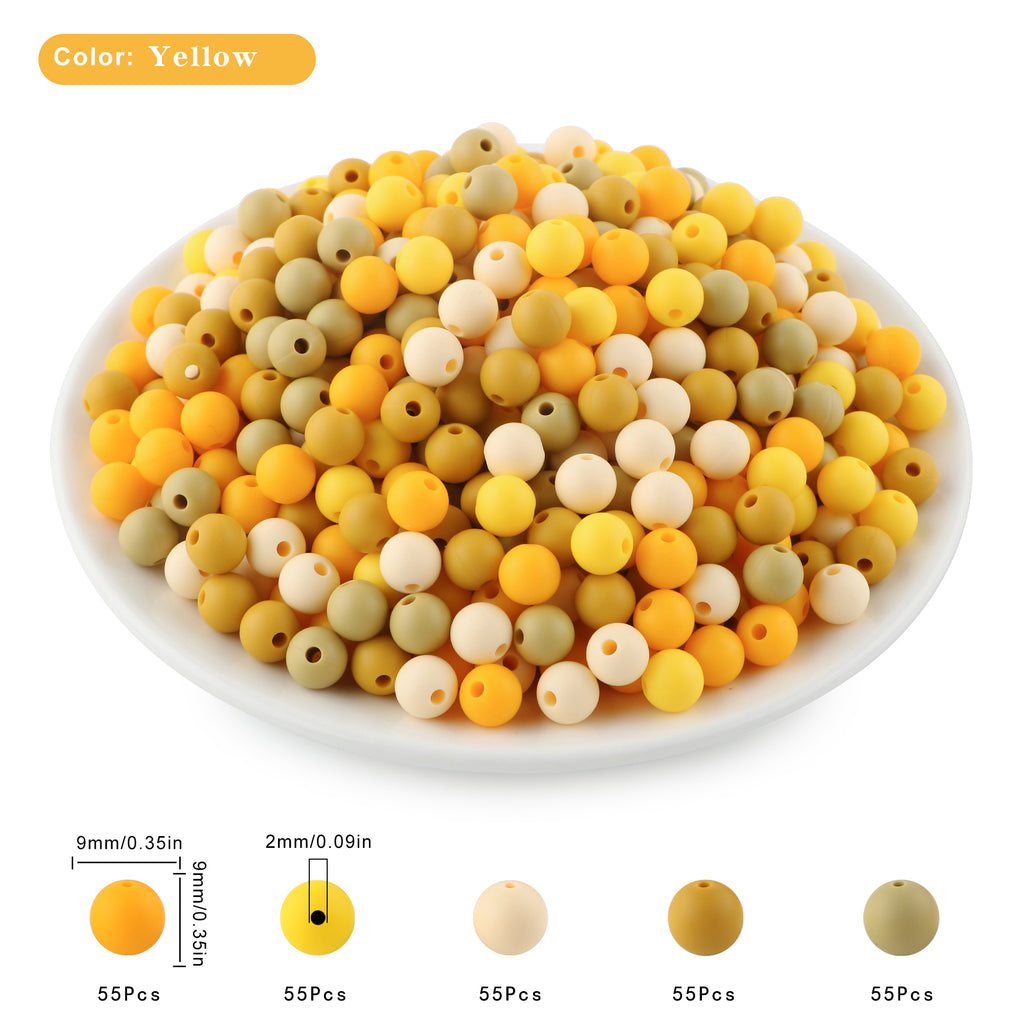 275/Box Mixed Color Round Bead Set, 9mm