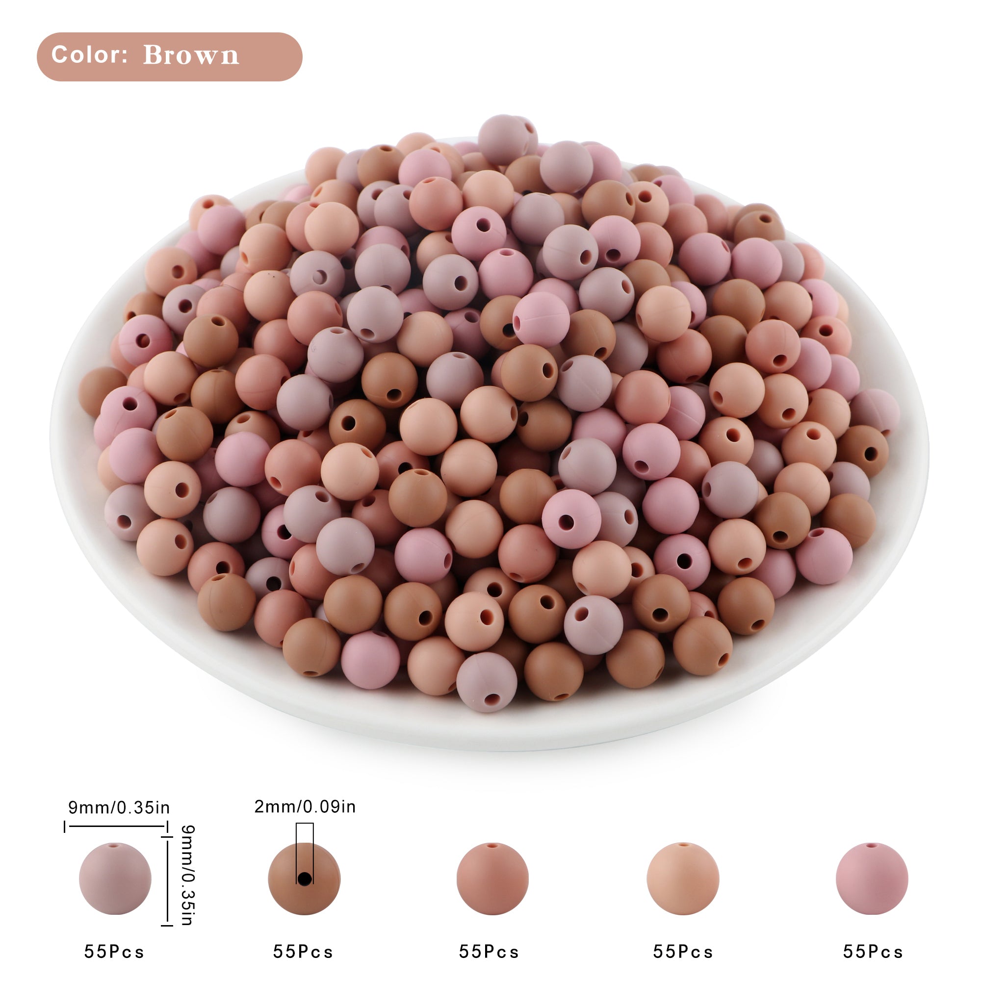 275/Box Mixed Color Round Bead Set, 9mm