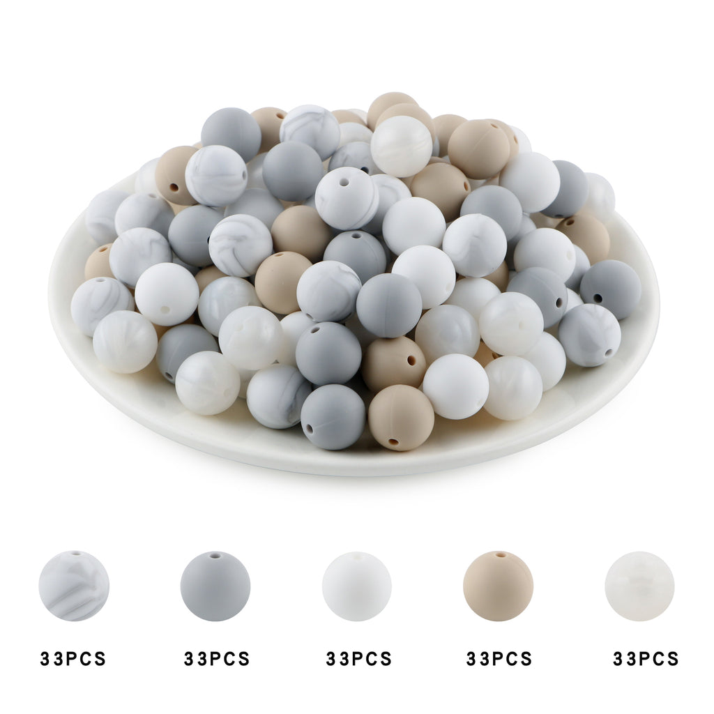 165PCS Boxed Bead Set, Mixed Color Silicone Bead, 12mm