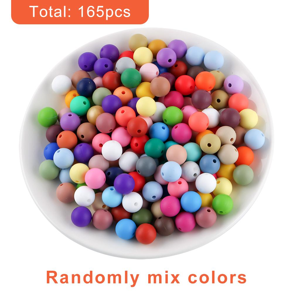 165PCS Boxed Bead Set, Mixed Color Silicone Bead, 12mm